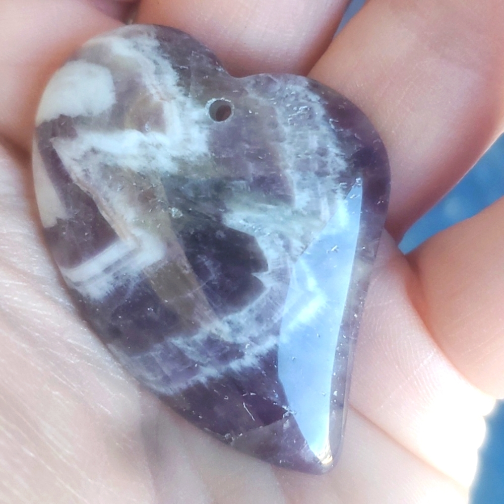 New Chevron Amethyst Heart Shaped Pendant.